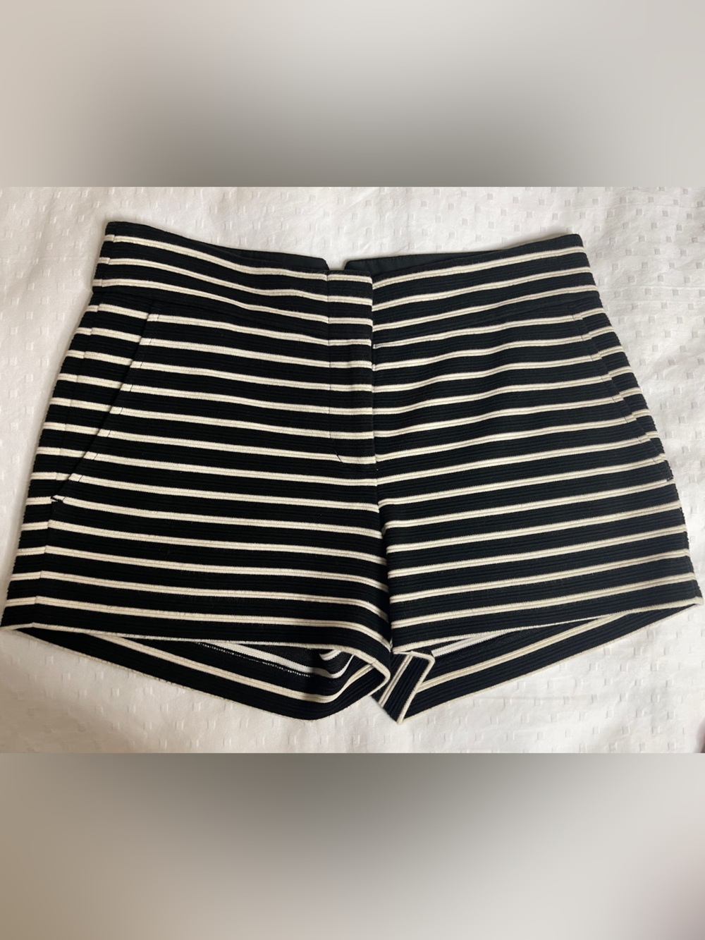 Black & White Striped Stretch Knit Pants